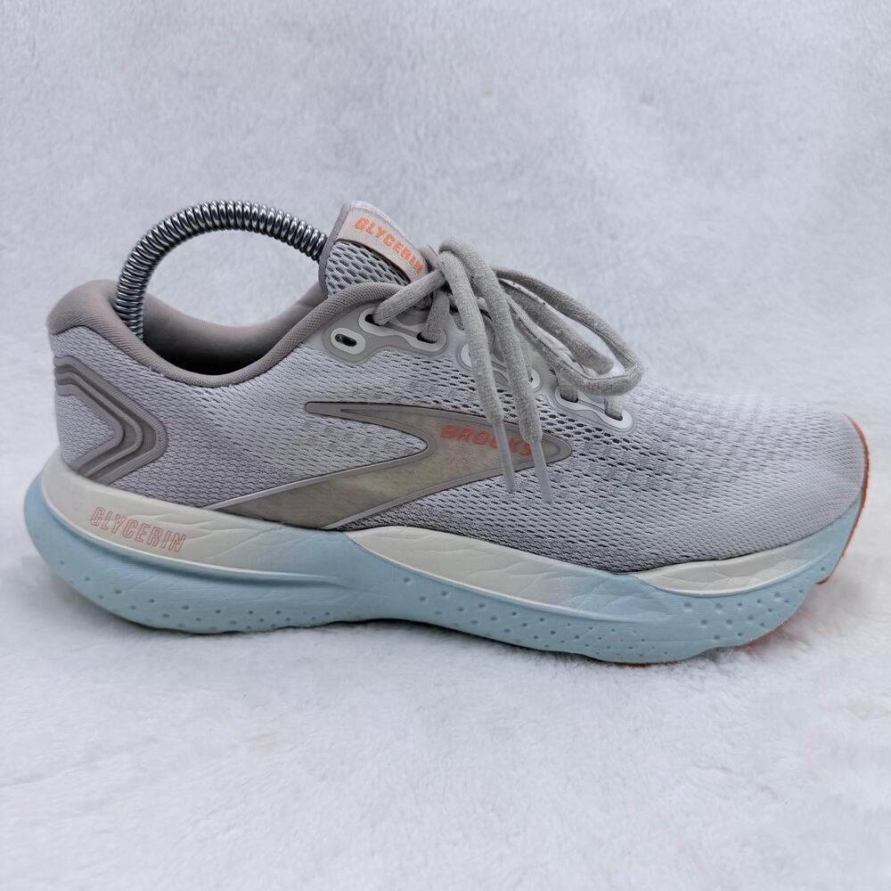 Brooks Glycerin 21 Womens Running Shoes Gray Blue Size 9.5 Cushioned Sneakers US